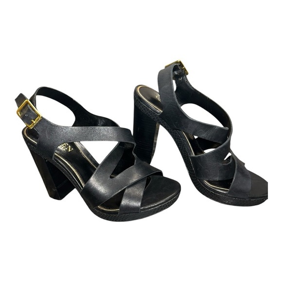 Ralph Lauren Fabia 100% Leather upper, Dress Sandal high heels Black size 7.5 - Picture 4 of 11